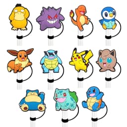 1-11pcs Pokemon Straw Cover Cap 10MM Drink Straw Plug Reusable Splash Proof Drinking Fit Cup Straw Cap Charms Pendant