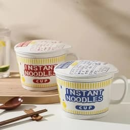 1pc Large Capacity Ceramic Instant Noodle Bowl with Cover,Perfect for Dorms and Home Kitchens - Keep Your Noodles Fresh and Warm
