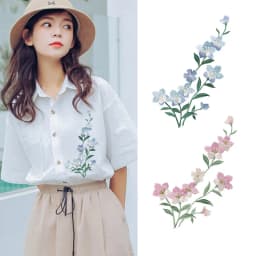 1Piece Pink Blue Flower Embroidery Patches Fabric Coat Dress Bags Clothing Sewing Patch Applique Accessories Handmade Crafts