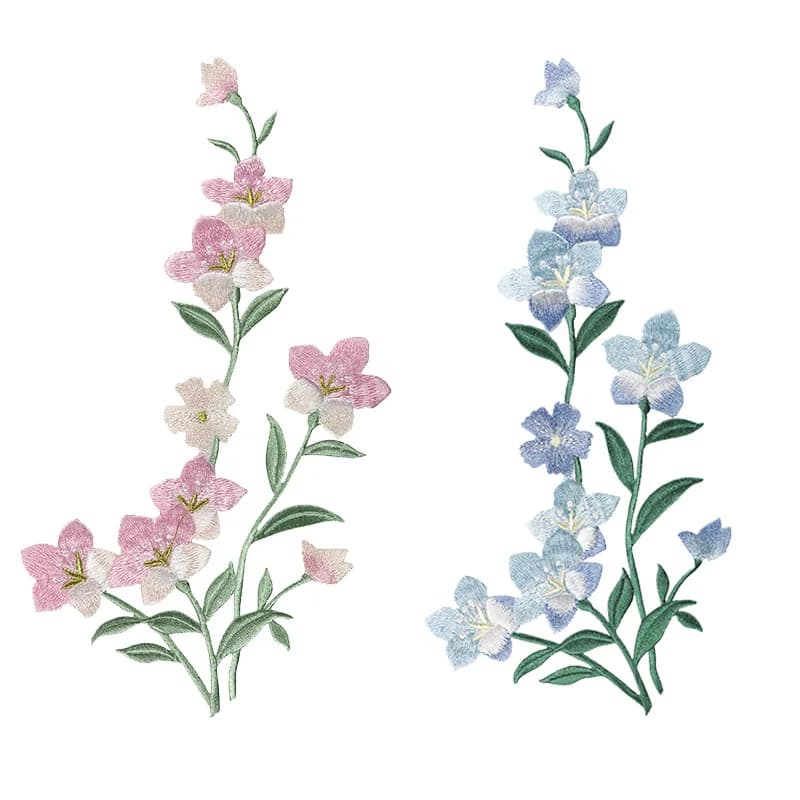 1Piece Pink Blue Flower Embroidery Patches Fabric Coat Dress Bags Clothing Sewing Patch Applique Accessories Handmade Crafts