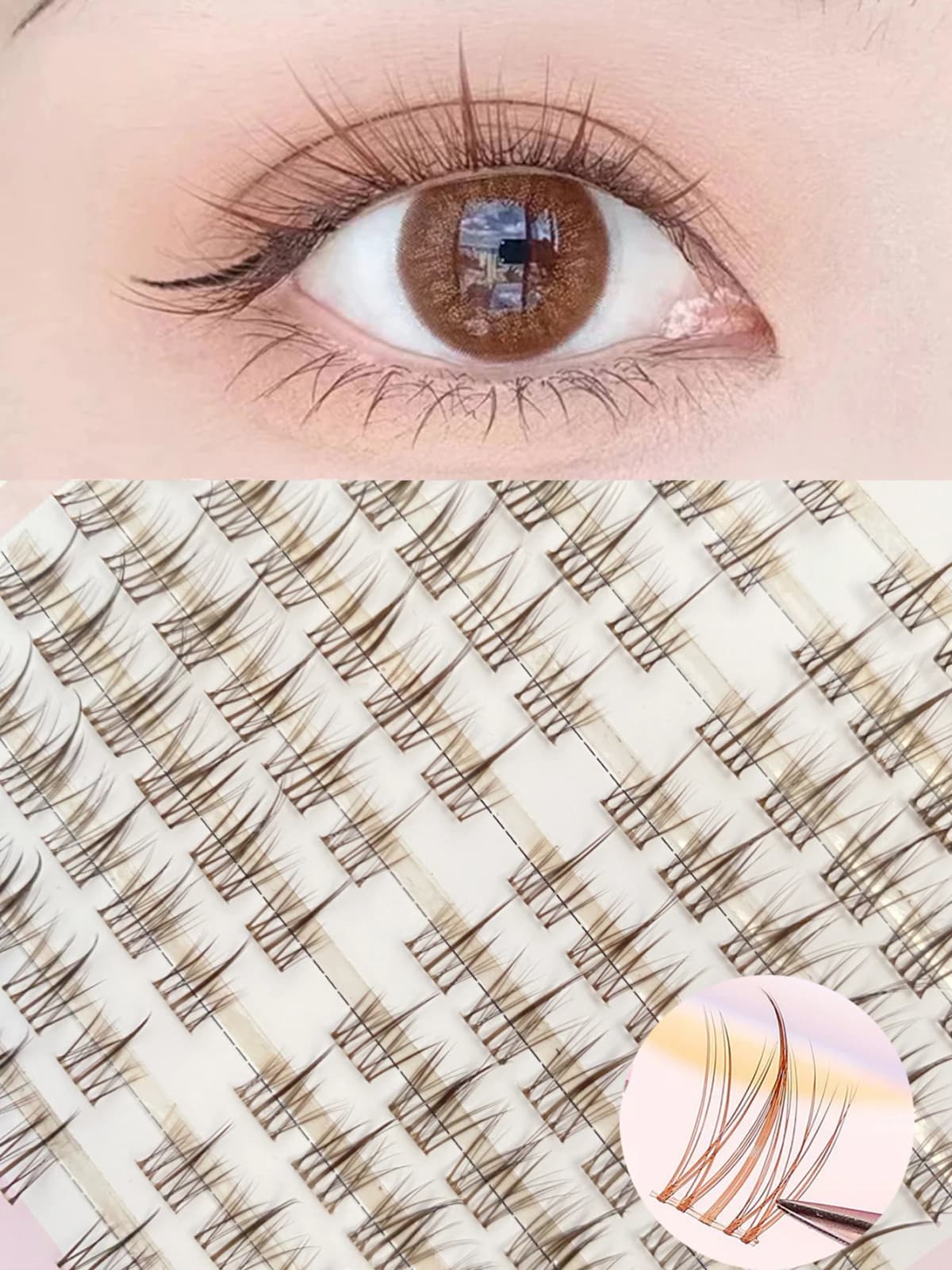 Natural Look Brown Eyelash Clusters 10 Rows 120 Clusters Sunflower Individual Lashes Ultra-light Wispy False Eyelash For Makeup