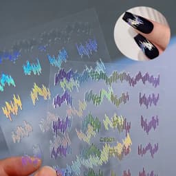 6pcs/set High Gloss Reflective Nail Sticker Gold Silver Aurora Wave Lines 3D Self-Adhesive Nail Art Decal Design Manicure Tool