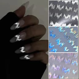 6pcs/set High Gloss Reflective Nail Sticker Gold Silver Aurora Wave Lines 3D Self-Adhesive Nail Art Decal Design Manicure Tool