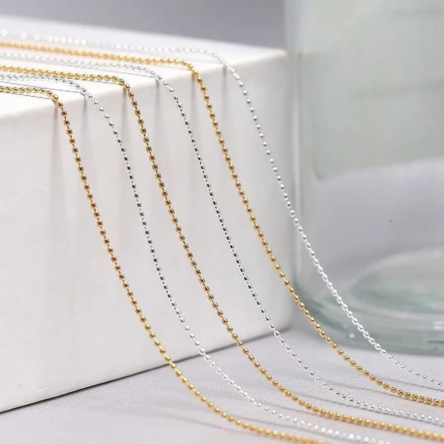 1M/Pack 0.8mm Gold Silver Nail Bead Chain Charm Ellipse Stone Nail Art Decorations Giltter Metal Steel Ball Jewelry Accessory