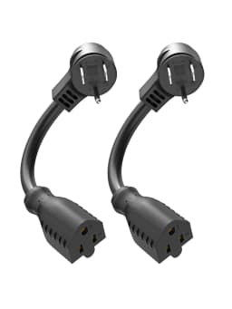 2pcs 1 Foot Extension Cord, Low Profile Angled Flat Plug, 3 Prong Grounded Wire, 125V/10A Rated for Indoor Use 18AWG