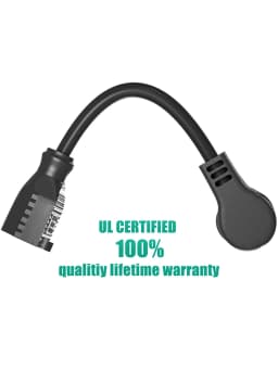 2pcs 1 Foot Extension Cord, Low Profile Angled Flat Plug, 3 Prong Grounded Wire, 125V/10A Rated for Indoor Use 18AWG