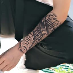 1pc Dark Floral Waterproof Temporary Tattoo Stickers, Lasting 1-2 Weeks, Simulates Semi-Permanent Fake Tattoos