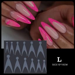 12 Pieces Crystal Nail Molds French Nail Stickers No Frosting No Paper Holder Reusable for French Manicure Extension Tool