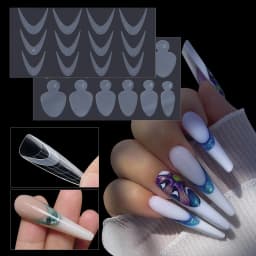 12 Pieces Crystal Nail Molds French Nail Stickers No Frosting No Paper Holder Reusable for French Manicure Extension Tool