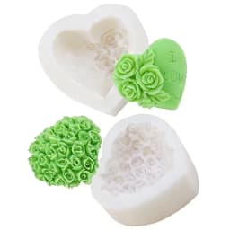 3D Love Heart Rose Flower Silicone Soap Mold Handmade Candle Making Mold Diy Chocolate Cake Decoration Baking Tools Home Gifts