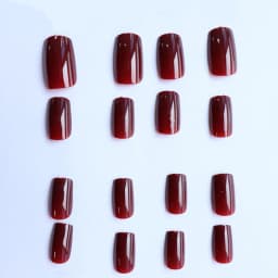 ARTAUG 24PCS Press On Nails Short Square Wine Red Full Cover Fake Nail Set Summer Nails Tipsy Christmas Mother's Day Glisten