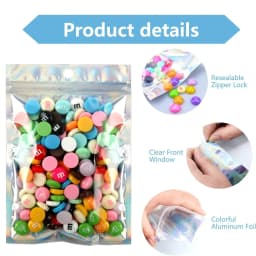 500PCS Laser Ziplock Bag Necklace Earrings Jewelry Gift Packing Bags Cell Phone Cases Colorful Packing Bags Kitchen Organizer