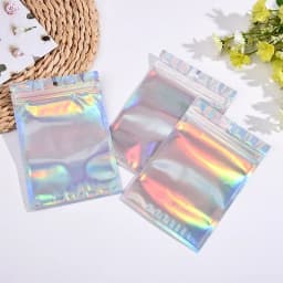 500PCS Laser Ziplock Bag Necklace Earrings Jewelry Gift Packing Bags Cell Phone Cases Colorful Packing Bags Kitchen Organizer