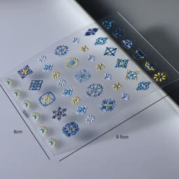 1PC Bohemia Nail Art Stickers 5D Bohemia Nail Sticker Decal Abstract Design Retro Blue Yellow Flower Self Adhesive Nail Supplies