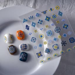 1PC Bohemia Nail Art Stickers 5D Bohemia Nail Sticker Decal Abstract Design Retro Blue Yellow Flower Self Adhesive Nail Supplies