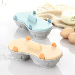 Microwave Egg Poacher Efficient Microwave Double Egg Poacher Cook Poached Eggs with Detachable Drain Basket Heat for Kitchen
