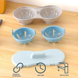 Microwave Egg Poacher Efficient Microwave Double Egg Poacher Cook Poached Eggs with Detachable Drain Basket Heat for Kitchen