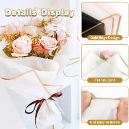 20 Sheets White Golden-edged, Waterproof Flower Wrapping Paper - Perfect for DIY Craft Packaging, Bouquet Wedding Gifts