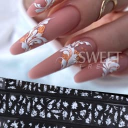 10 Rolls Elegant White Flowers Petal Nail Transfer Foils Stickers Butterfly Painting Lace Floral Decals Wedding Bride Decoration