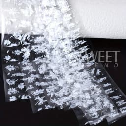 10 Rolls Elegant White Flowers Petal Nail Transfer Foils Stickers Butterfly Painting Lace Floral Decals Wedding Bride Decoration