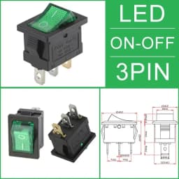 10/100Pcs KCD1 2/3/4Pin 15*21mm ON-OFF Boat Car Rocker Switch 6A 250V AC,10A 125V AC Power Switch With Red Green Light Switch