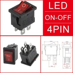 10/100Pcs KCD1 2/3/4Pin 15*21mm ON-OFF Boat Car Rocker Switch 6A 250V AC,10A 125V AC Power Switch With Red Green Light Switch