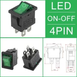 10/100Pcs KCD1 2/3/4Pin 15*21mm ON-OFF Boat Car Rocker Switch 6A 250V AC,10A 125V AC Power Switch With Red Green Light Switch