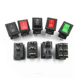 10/100Pcs KCD1 2/3/4Pin 15*21mm ON-OFF Boat Car Rocker Switch 6A 250V AC,10A 125V AC Power Switch With Red Green Light Switch