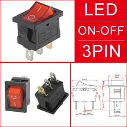 10/100Pcs KCD1 2/3/4Pin 15*21mm ON-OFF Boat Car Rocker Switch 6A 250V AC,10A 125V AC Power Switch With Red Green Light Switch