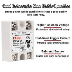 EARU Solid State Relay Single Phase SSR-25DA SSR-40DA SSR-40AA SSR-40DD SSR 10/25/40/60/80/100A DD DA AA PID Temperature Control