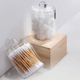 4pcs/set Clear Swab Holders With Lid, Dust-proof Swab Storage Dispenser Jars For Swab, Jewelry, Powder Puffs, Beauty Eggs,