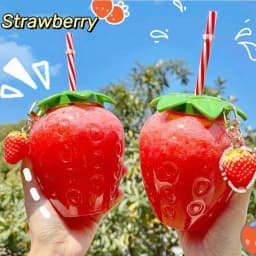500ml Creative Portable Summer Cute Strawberry Straw Water Bottle Milk Coffee Straw Cup for Camping Home Water Bottle with Straw