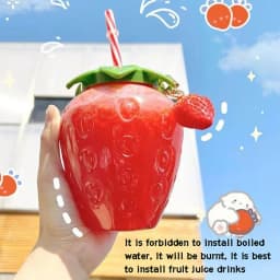 500ml Creative Portable Summer Cute Strawberry Straw Water Bottle Milk Coffee Straw Cup for Camping Home Water Bottle with Straw
