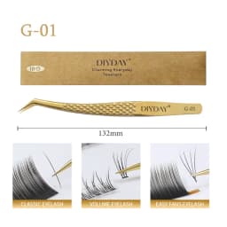 DIYDAY Anti-slip Eyelash Extension Tweezers Stainless Steel Fiber Tip Lashe Tweezer Precision Makeup Tool for Professional Use