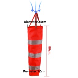 60/80/100cm Windsock Outdoor Wind Direction Measurement Reflective Belt Rip-stop Weather Vane for Airport Aviation Garden Farm