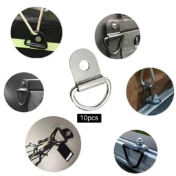 10Pcs D Rings Tie Down Anchors Ring Pull Hook Stainless Steel Lashing Ring Load Fit for Car Boat Cargo Trailer Vehicles RV Van