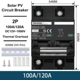 DC1000V MCB Solar DC Circuit Breaker Overload Protection Disconnect Switch 100A 120A 20A 25A 30A 40A 50A 60A Battery Protector