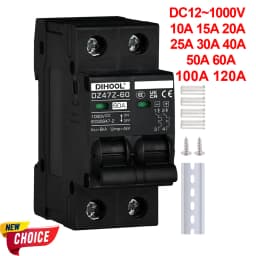 DC1000V MCB Solar DC Circuit Breaker Overload Protection Disconnect Switch 100A 120A 20A 25A 30A 40A 50A 60A Battery Protector
