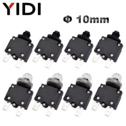 5pcs MR1 Circuit Breaker 3A 4A 5A 6A 8A 10A 15A 20A Thermal Current Overload Protector Push Button Switch with Waterproof Cap