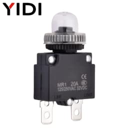 5pcs MR1 Circuit Breaker 3A 4A 5A 6A 8A 10A 15A 20A Thermal Current Overload Protector Push Button Switch with Waterproof Cap