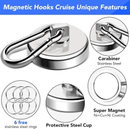 Magnetic Hooks Strong Heavy Duty Neodymium Hooks With Swivel Carabiner Hook For Refrigerator 1pcs Magnetic Materials