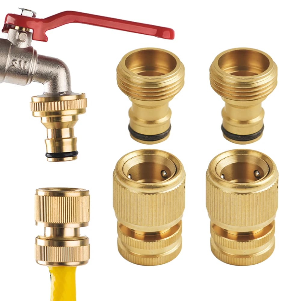 1 Sets Garden Hose Quick Connect Water Hose Fitting, 3/4 Inch 1/2 Brass BSP Female And Male Connector