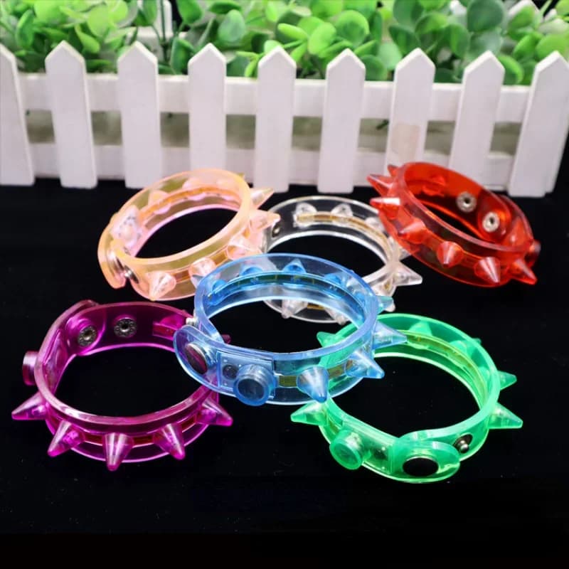 Multi-Color LED Light Up Spiky Bracelet for Boys Girls and Adults Glow Party Wristband for Festivals and Weddings