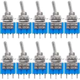 10Pcs DIY Toggle Switch ON-OFF-ON 3Pin 3 Position Latching MTS-103 AC 125V/6A 250V/3A Power Button Switch Car