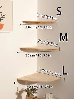 Scalloped Corner Shelves Floating Wall Shelf Storage Rack Wooden Wall Decor Bedroom Living Room Kitchen Home Decorations Ledge