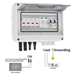 Solar Photovoltaic PV Combiner Box With Lightning Protection 2 Input 1 out DC 600V Fuse MCB SPD Waterproof Box IP65 Wholesale