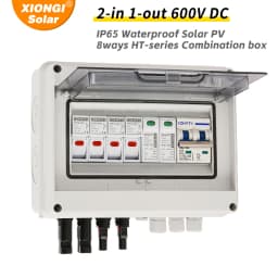 Solar Photovoltaic PV Combiner Box With Lightning Protection 2 Input 1 out DC 600V Fuse MCB SPD Waterproof Box IP65 Wholesale