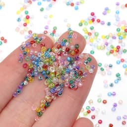 1230-6150pcs 2mm Silver-Color Core Transparent Glass Seed beads Loose beads Uniform Size French Embroidery Tassel Accessories
