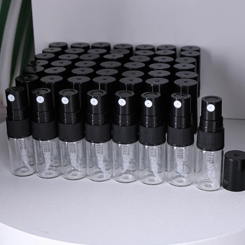 50pcs/batch 2ml Transparent Glass Perfume Sub-Bottle Sample Trial Pack Essential Oil Perfume Container Portable