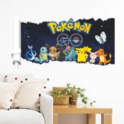 Cartoon Pokémon Pikachu Wall Sticker For Kids Room Living Room Bedroom Wall Decoration Kids Gifts Door Sticker Cute Posters